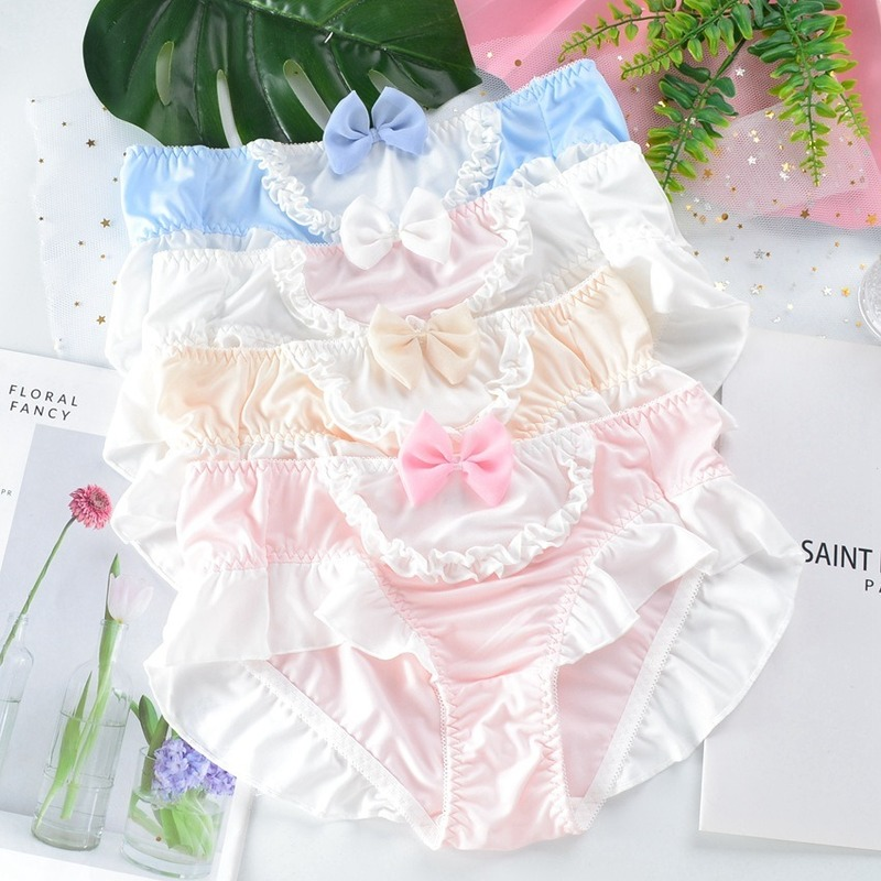 Lolita School Girl Sweet Panties Japanese Soft Cute Silk Briefs Passionate Temptation Bow Thong Underwear Women Pink Intimate Lolita School Girl Sweet Panties Japanese Soft Cute Silk Briefs Passionate Temptation Bow Thong Underwear Women Pink Intimate