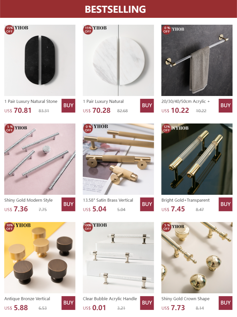 Generic Modern StyleVertical Lines Solid Brass Drawer Knobs T Bar ...