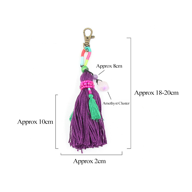 Amethyst Crystal Boho Keychain - Braided Tassel Charm 2 Sf3512fcdcb9645dface992c22cfa3823W