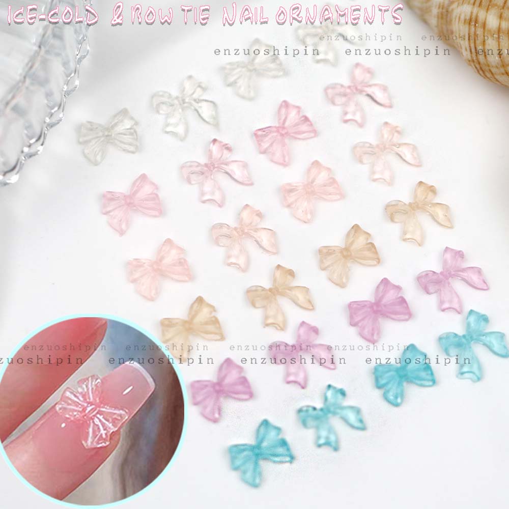 Best of 50pcs Jelly Ribbon Bow Nail Art Charm 3D Kawaii Transparent Candy Color Bowknot Ribbon Nail Decoration DIY Nail Ribbon Parts Reviews & Tips - Image 2