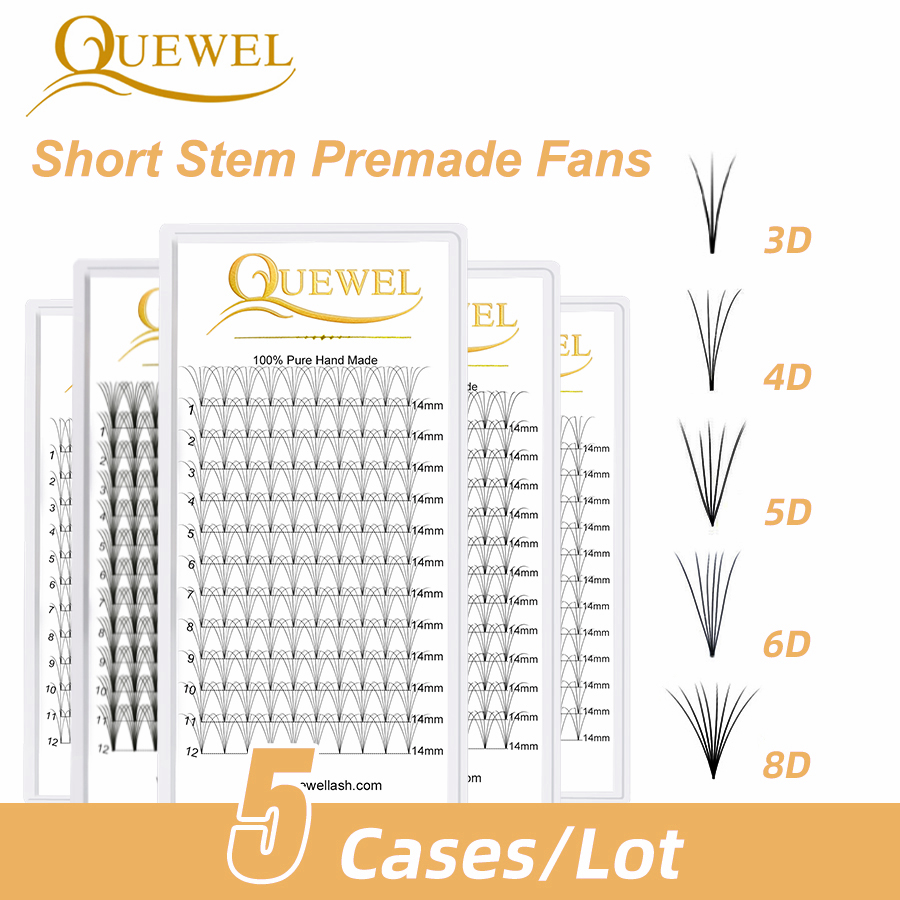 Best of Quewel Lashes 5 Trays Premade Volume Fans Lash Russian Volume Eyelash Extensions Short Stem Lashes 3D / 4D / 5D / 6D Fluffy Lash Tray Reviews & Tips