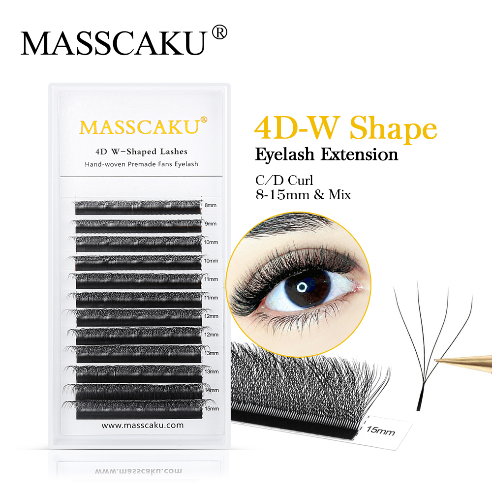 Best of Newest MASSCAKU Premade Volume Fans 3D 4D 5D W Shape Lashes Easy To Graft Long Lasting W Style Individual Lash Extension Reviews & Tips