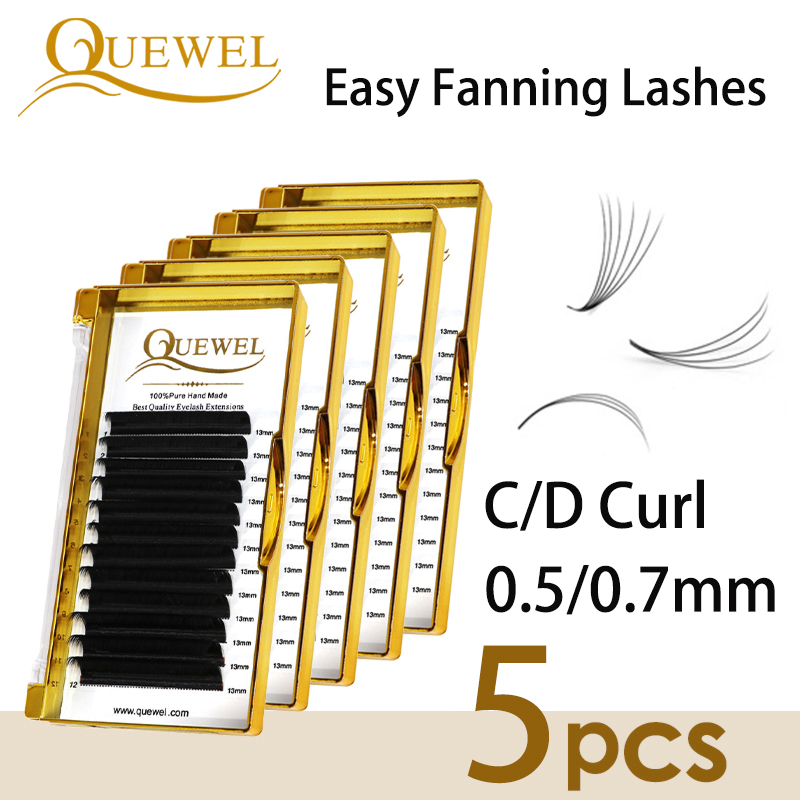 Best of Quewel 5 Boxes Easy Fan Eyelashes Blooming Eyelash Extension Thick Faux Mink Volume Lash Fast Fans Silk Lashes Wholesale Makeup Reviews & Tips