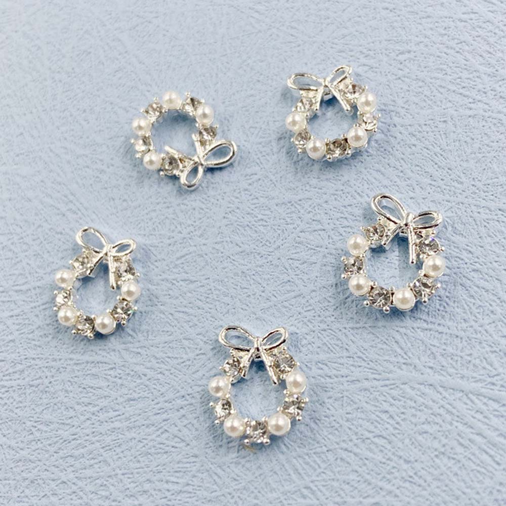 Best of 10Pcs Garland Bowknot Pearl Zircon Nail Art Charms 3D Alloy Christmas Wreath Design Crystals Nail Rhinestone DIY Nail Decoration Reviews & Tips