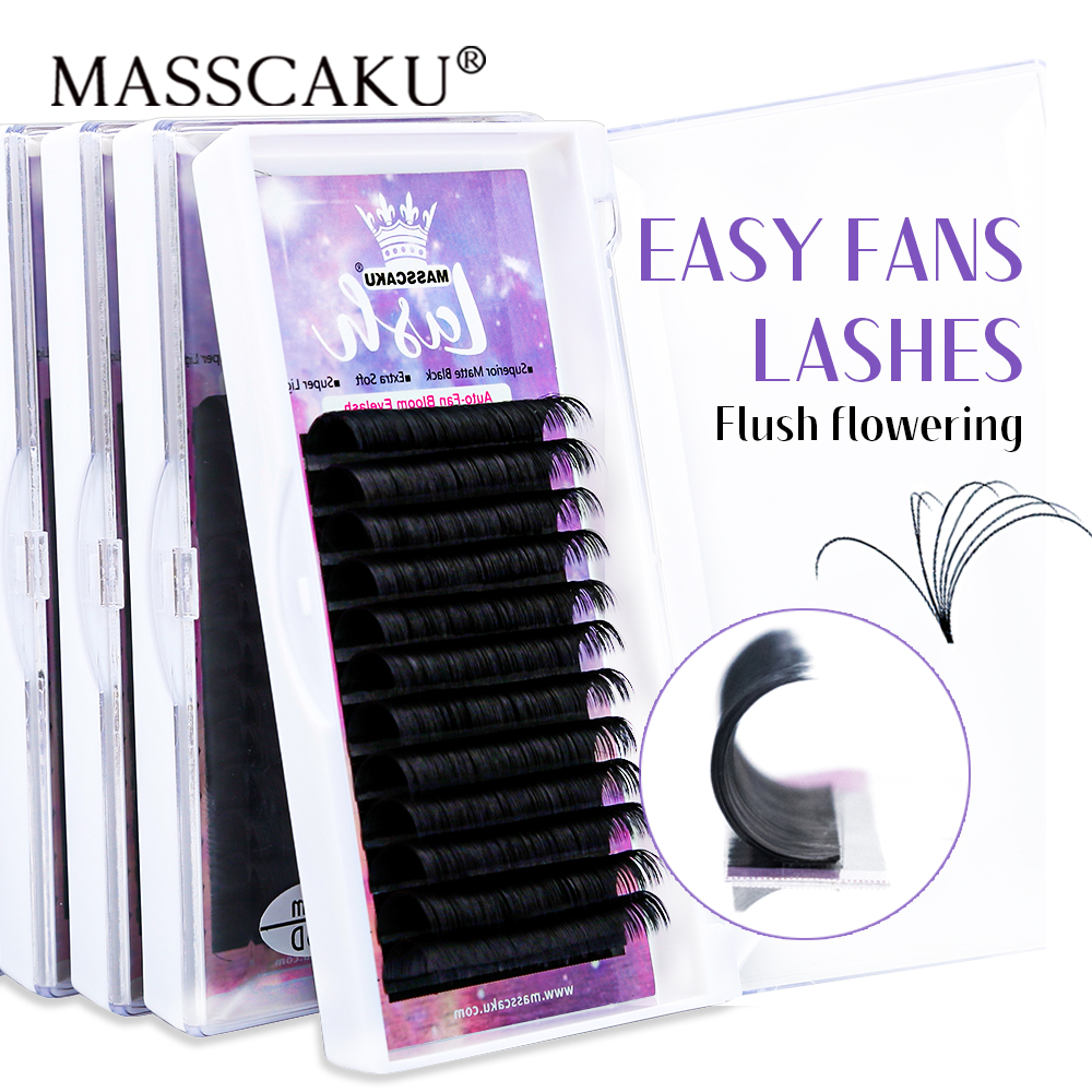 Best of MASSCAKU 12 Lines Fast Bloom Lashes Auto Fans Eyelash Extension Mega Easy Fanning Make Up Cilia Russian Volume Reviews & Tips