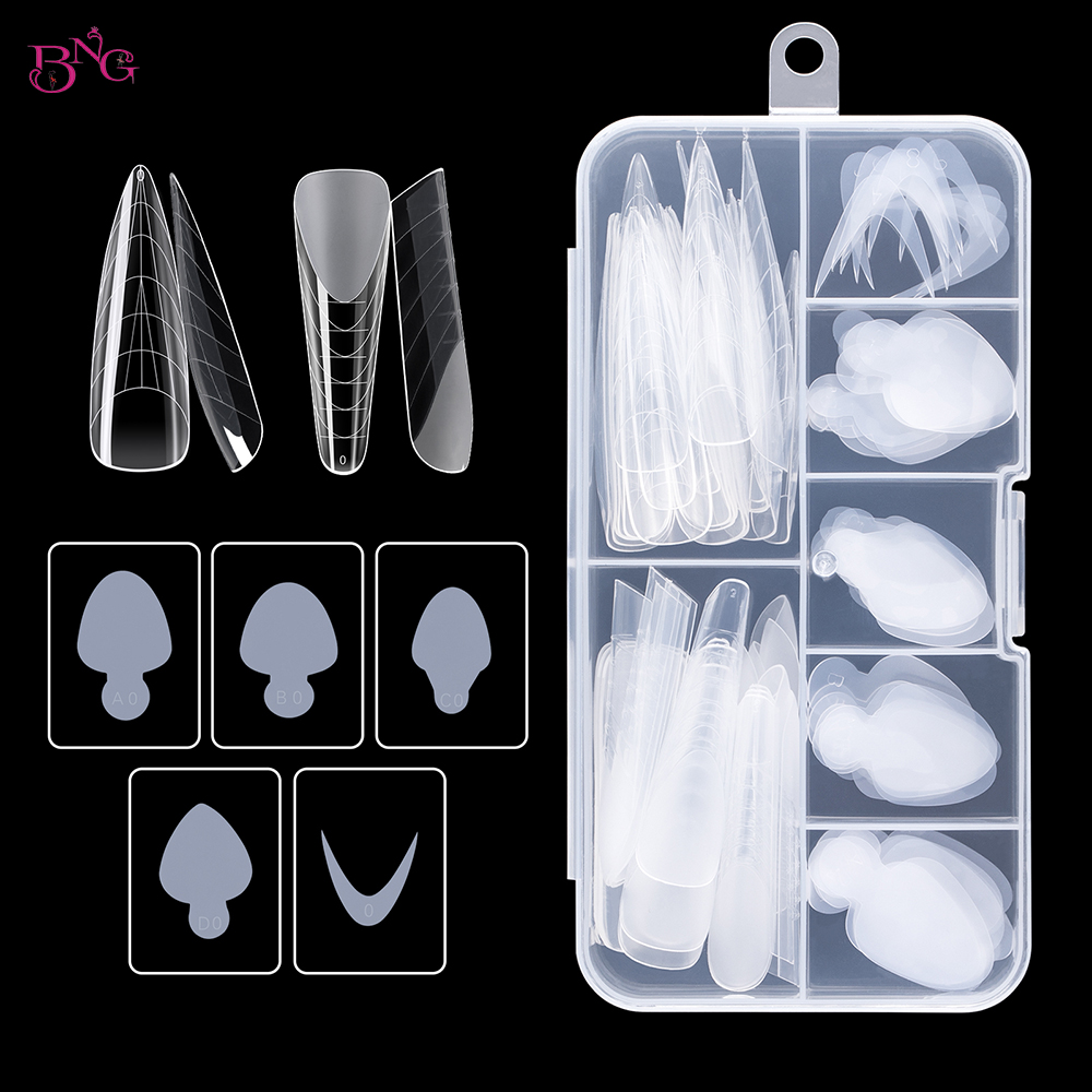 Best of BNG Duet System Dual Nail Forms Kit Reusable Soft French Silicone Sticker Pads Nail Mold Quick Building Extension Manicure Tools Reviews & Tips