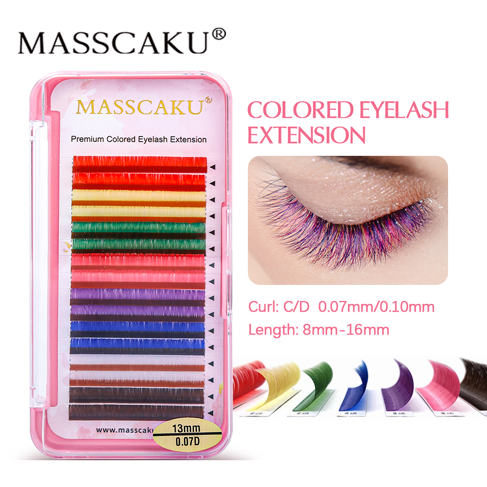 Best of MASSCAKU 16Lines Colorful Classic Eyelash Extension Professional Individual Fake Lashes Mixed Length Colored Eyelashes Supplies Reviews & Tips