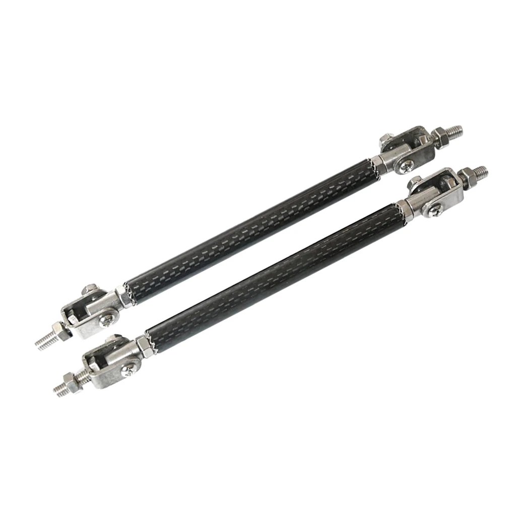 Aluminum Alloy + Carbon Fiber Front Bumper Lip Splitter Strut Rod Tie Support Bars 150mm / 5.9in