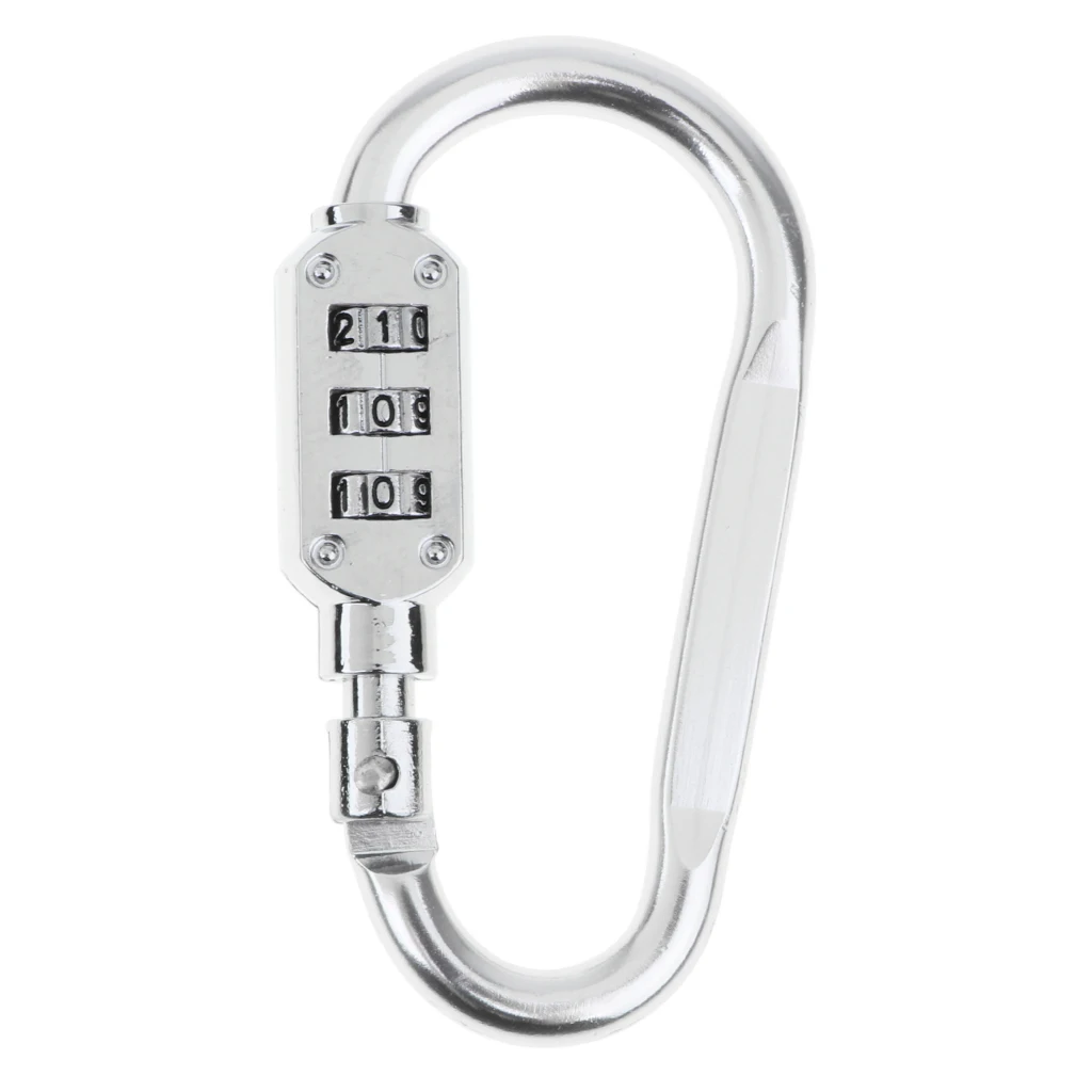 MagiDeal Spring Snap Key Chain Clip Hook 3 Digit PIN Device Buckle Lock Carabiners for Camping Travel Luggage Sports Gear