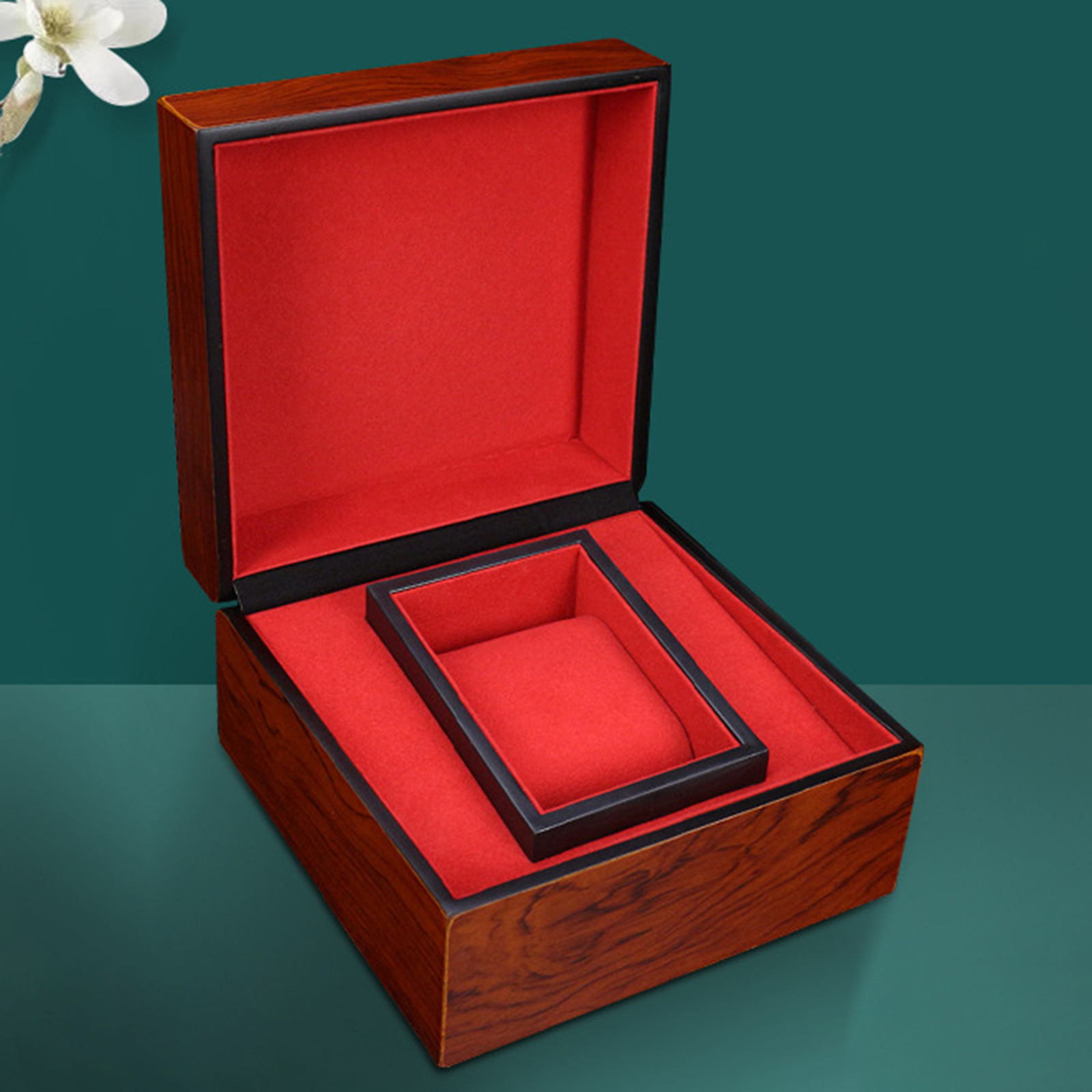 Watch Display Storage Box with Red Cushion Wristwatch Display Organizer