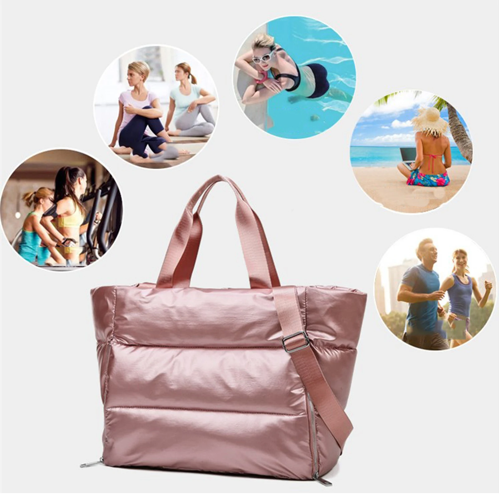 Waterproof Women Gym Fitness Bag Large Capacity Sport Travel Duffel Tote Bag Waterproof Women Gym Fitness Bag Large Capacity Sport Travel Duffel Tote Bag