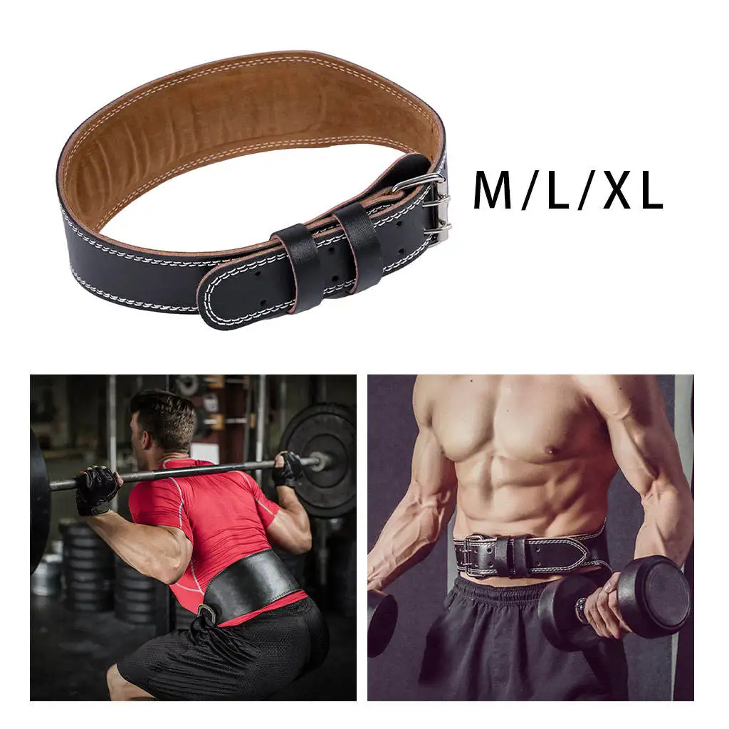 Weight Lifting Belt - Comfortable & Durable PU Leather - Great Lower Back & Lumbar Support for Deadlifts Gym Workouts Dumbbell