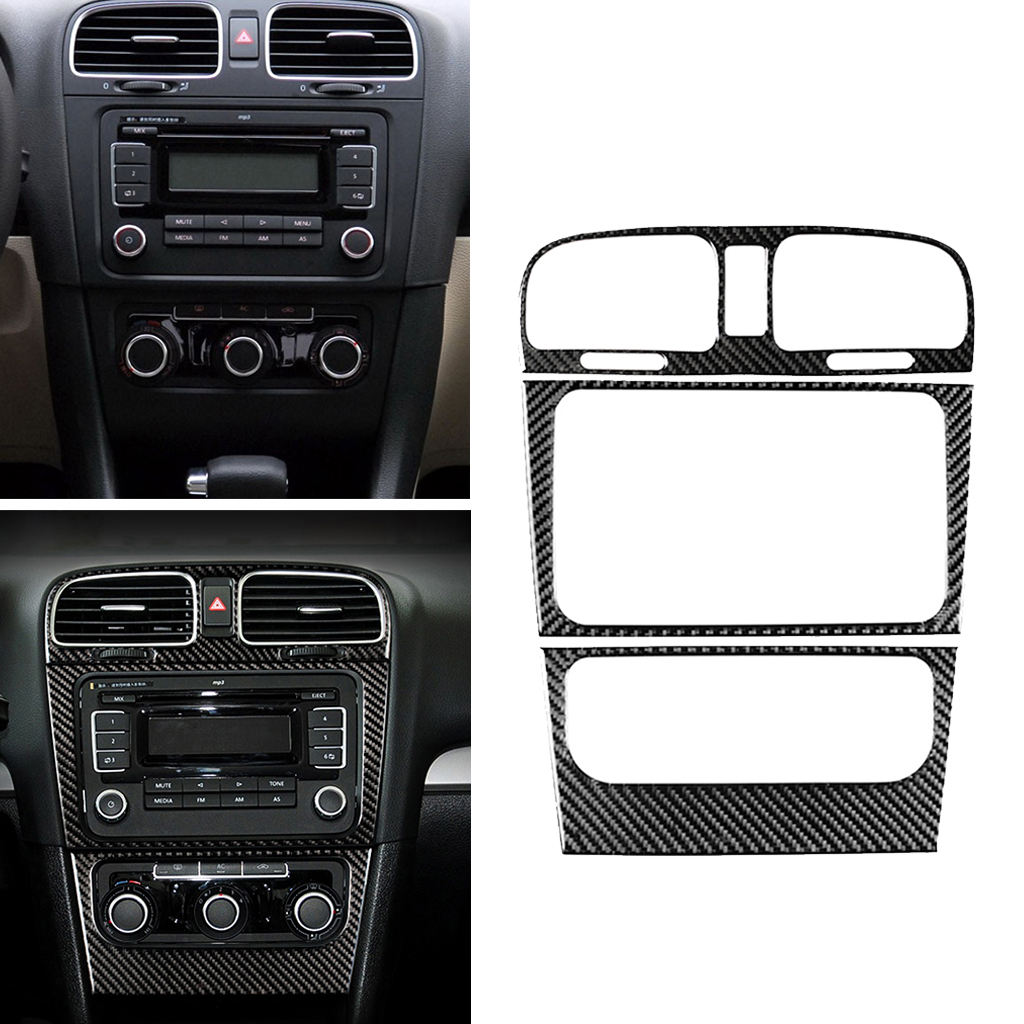 Carbon Fiber Console Air Outlet CD Panel Decorative Cover Trim For Volkswagen for VW for Golf 6 MK6 GTI 2008-2012