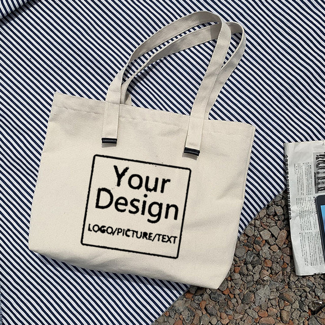 2 Pack Tote Bag Custom Add Your Text Print Original Design White Zipper  Unisex Fashion Personalized Canvas Bags - AliExpress