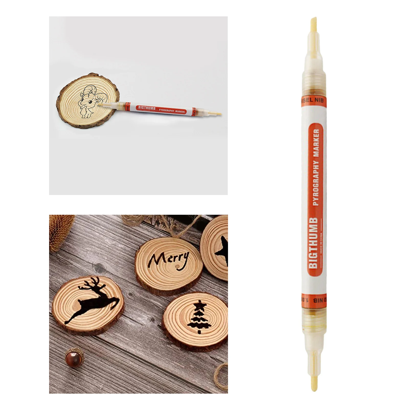 Wood Burning Pen Double Head Marker Scorch Pen Maker DIY Wood Painting Replace Wood Burning Iron Tool for Pyrography Woodworking