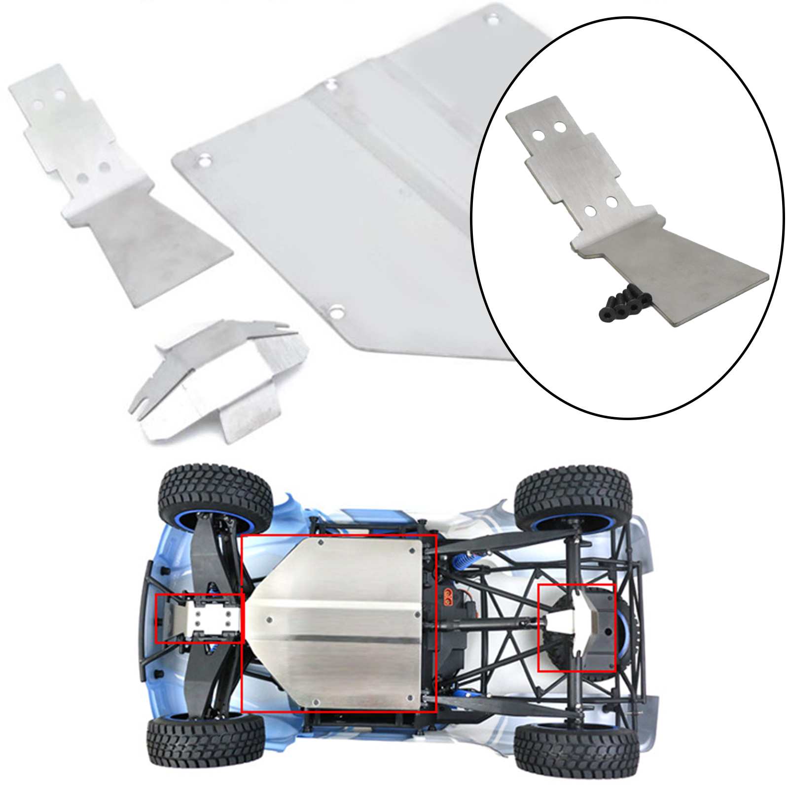 RC Stainless Steel Front Guard Plate for LOSI 1/10 BAJA REY V2 Car Model Buggy DIY Accessory
