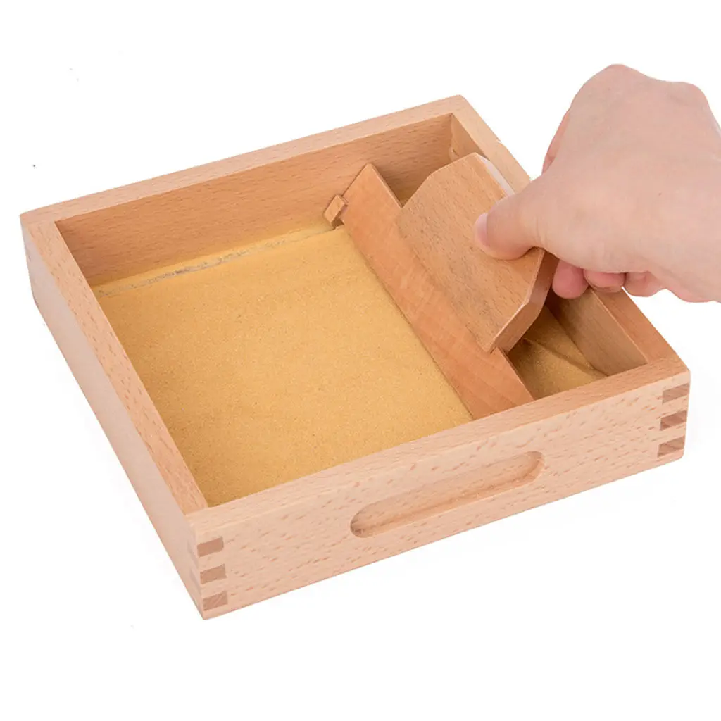 Montessori Wooden Scraping Sandbox with Wooden Pen Sand Table Practice Educational Alphabet and Number Painting Exercises Tool Montessori Wooden Scraping Sandbox with Wooden Pen Sand Table Practice Educational Alphabet and Number Painting Exercises Tool