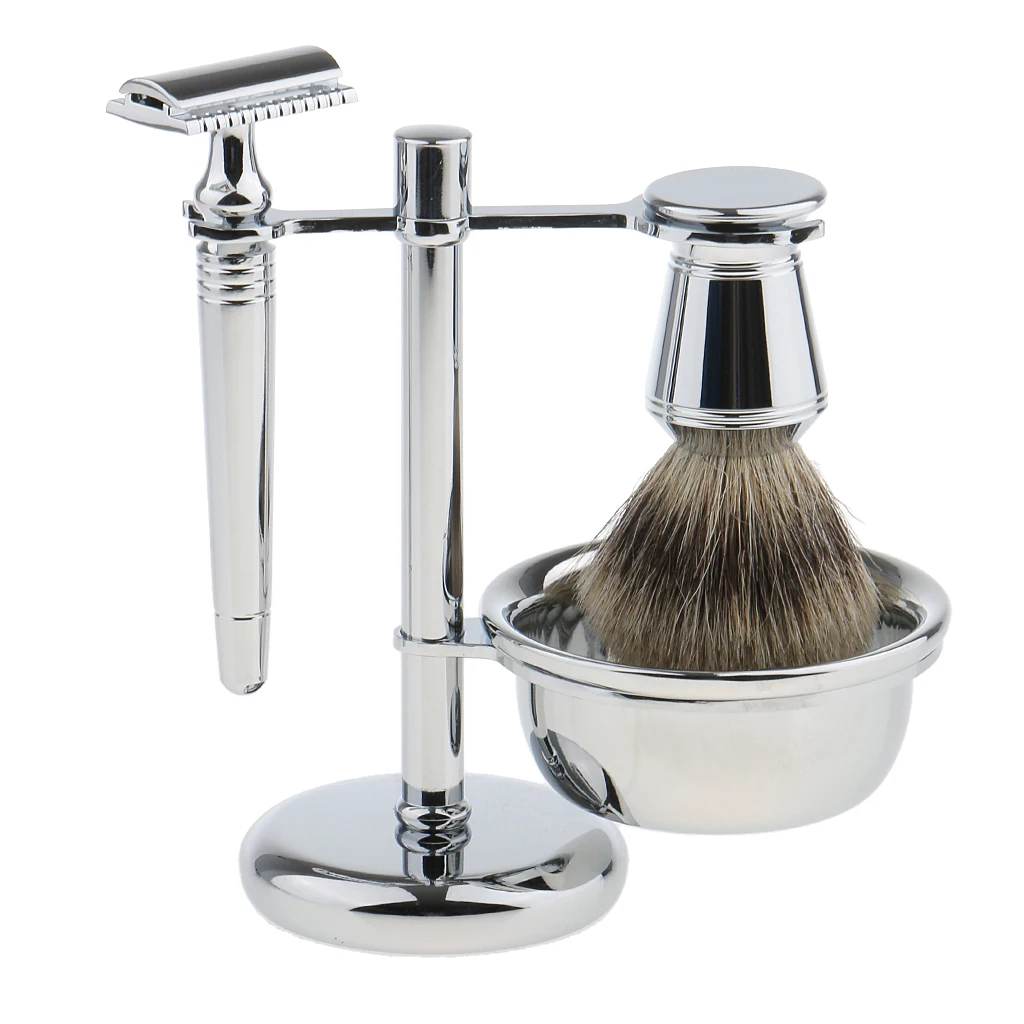 Removable Men Classic Shaving Tool Set +Brush+Stand Weighted Base+Bowl