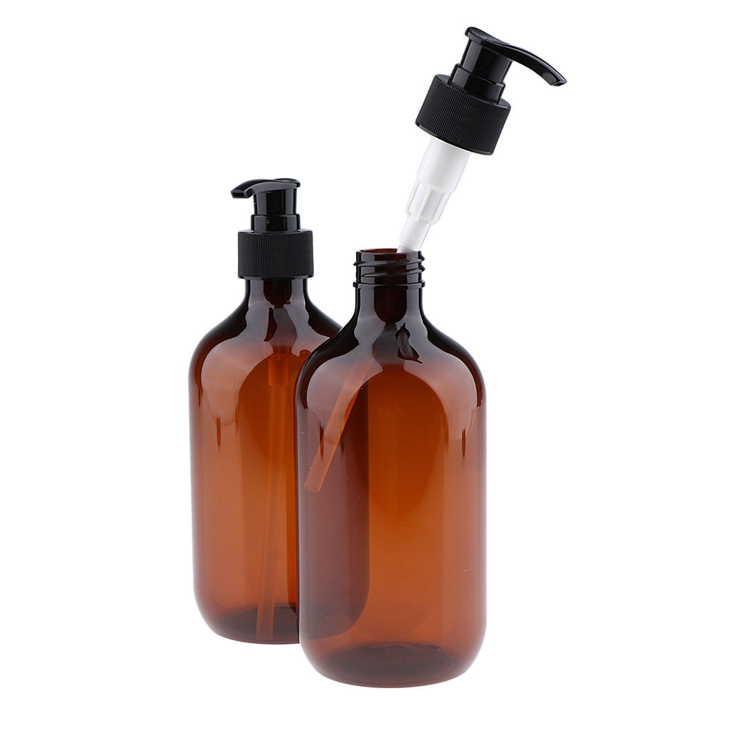 2Pcs Empty Translucent PET Shampoo Conditioner Refillable Pump Bottles Containers 500ml
