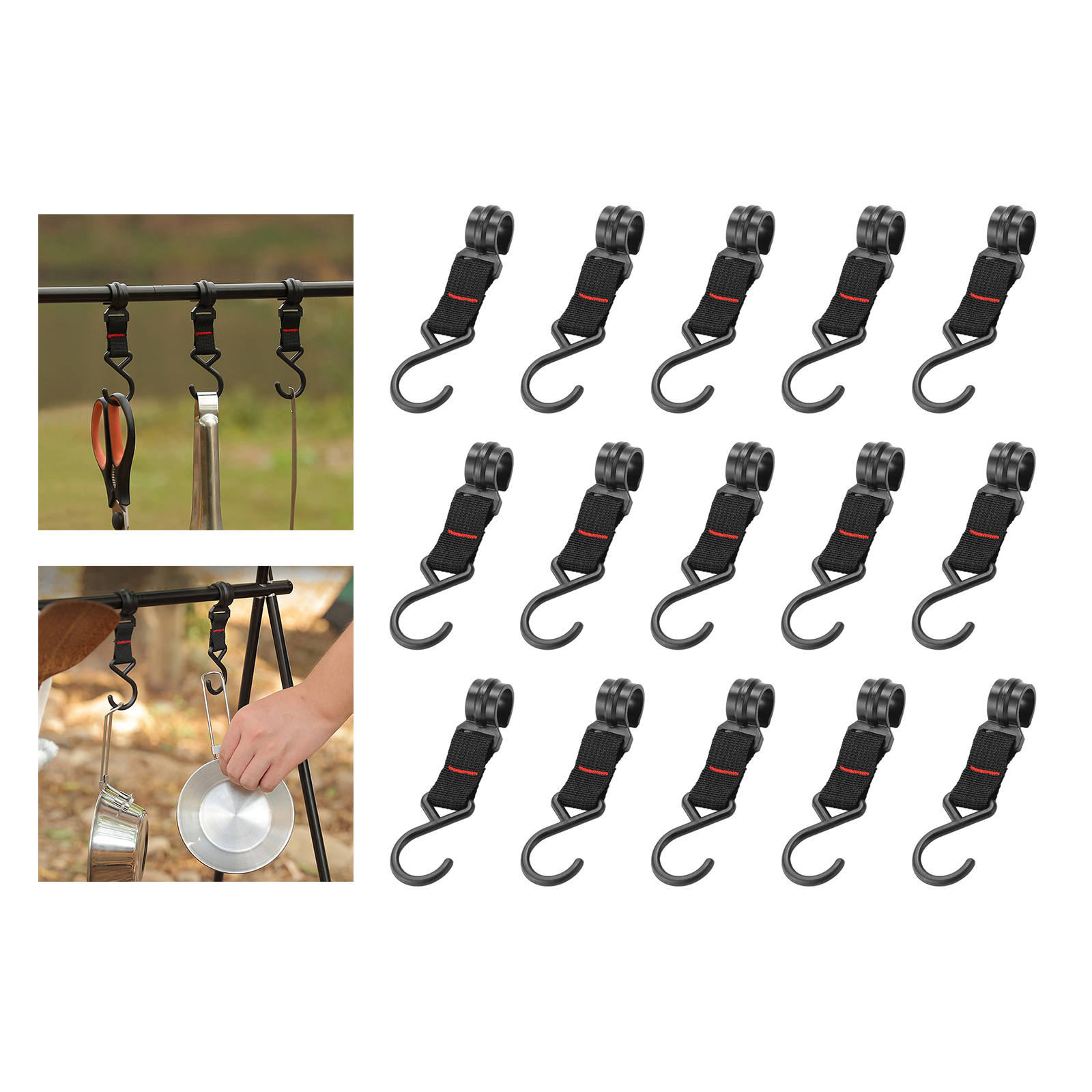 10/5pcs Camping Hanging Hooks Clothes Storage Rack Hook Straps Detachable Outdoor Clothes Storage Rack Hook Straps S Type