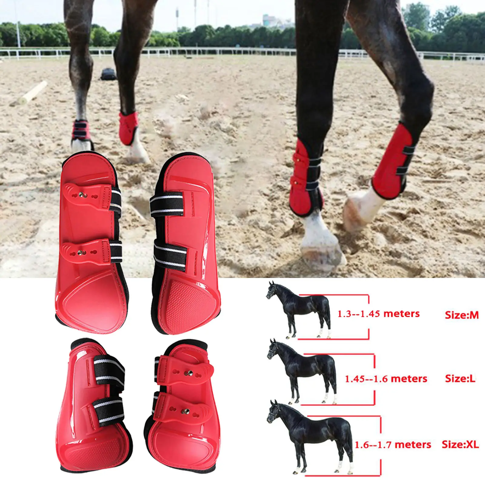 Full Size Horse Exercise Jumping Protection Front Tendon Boot Rear Fetlock Boot 