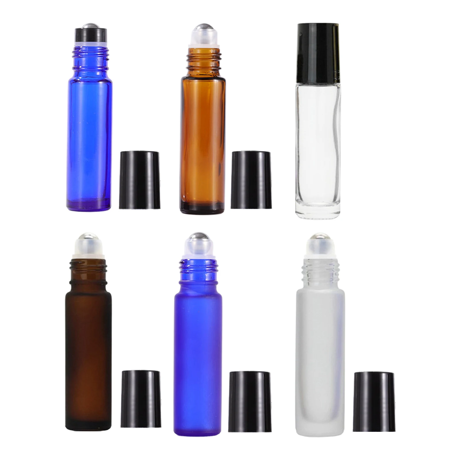 10Pcs Glass Roll On Bottle 10ml Massage Glass Aromatherapy Perfume Cosmetic Containers Travel Perfumes Bottles Mini Small Vial