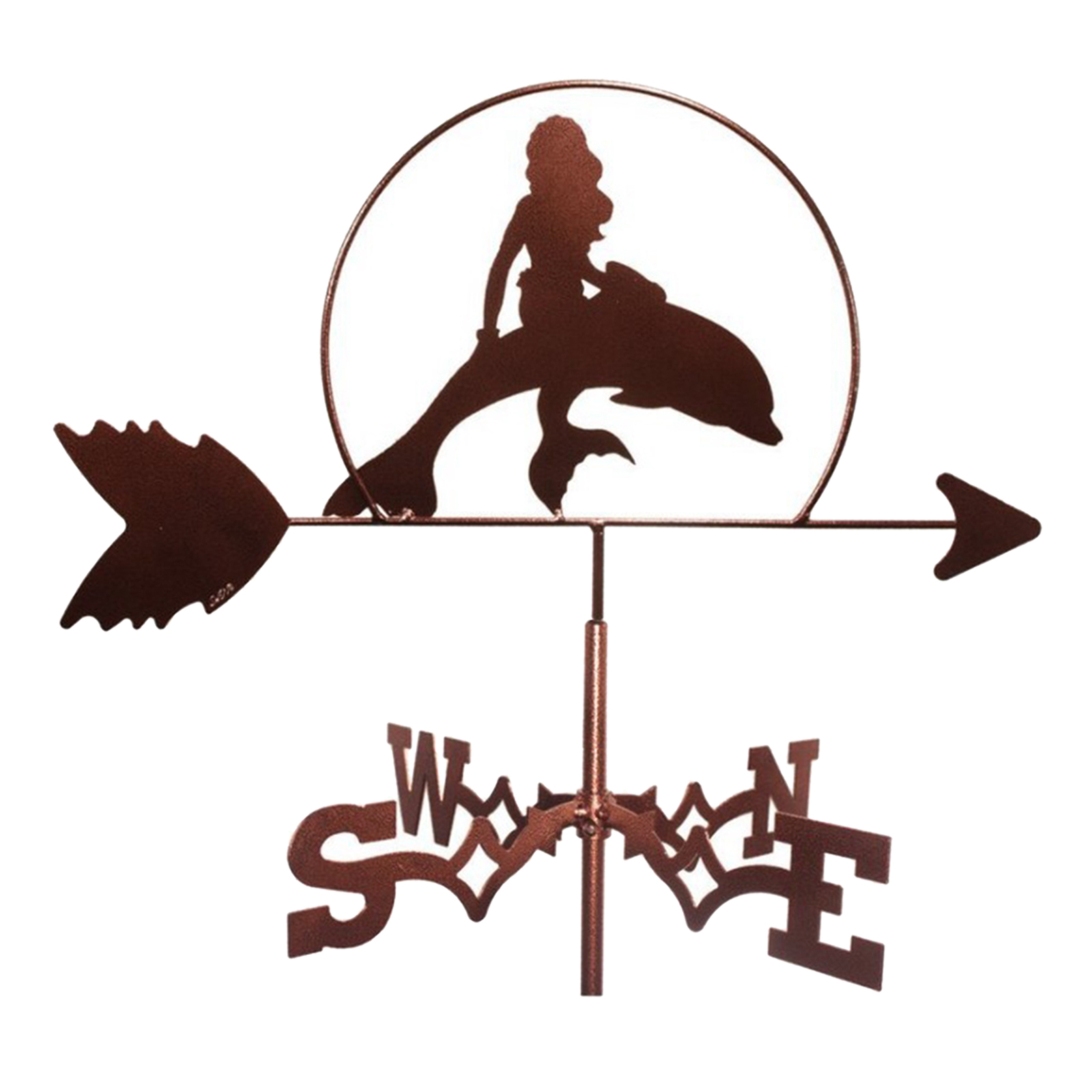 Stainless Metal Mermaid Weathervane Roof Mount Weather Vane Farm Stake