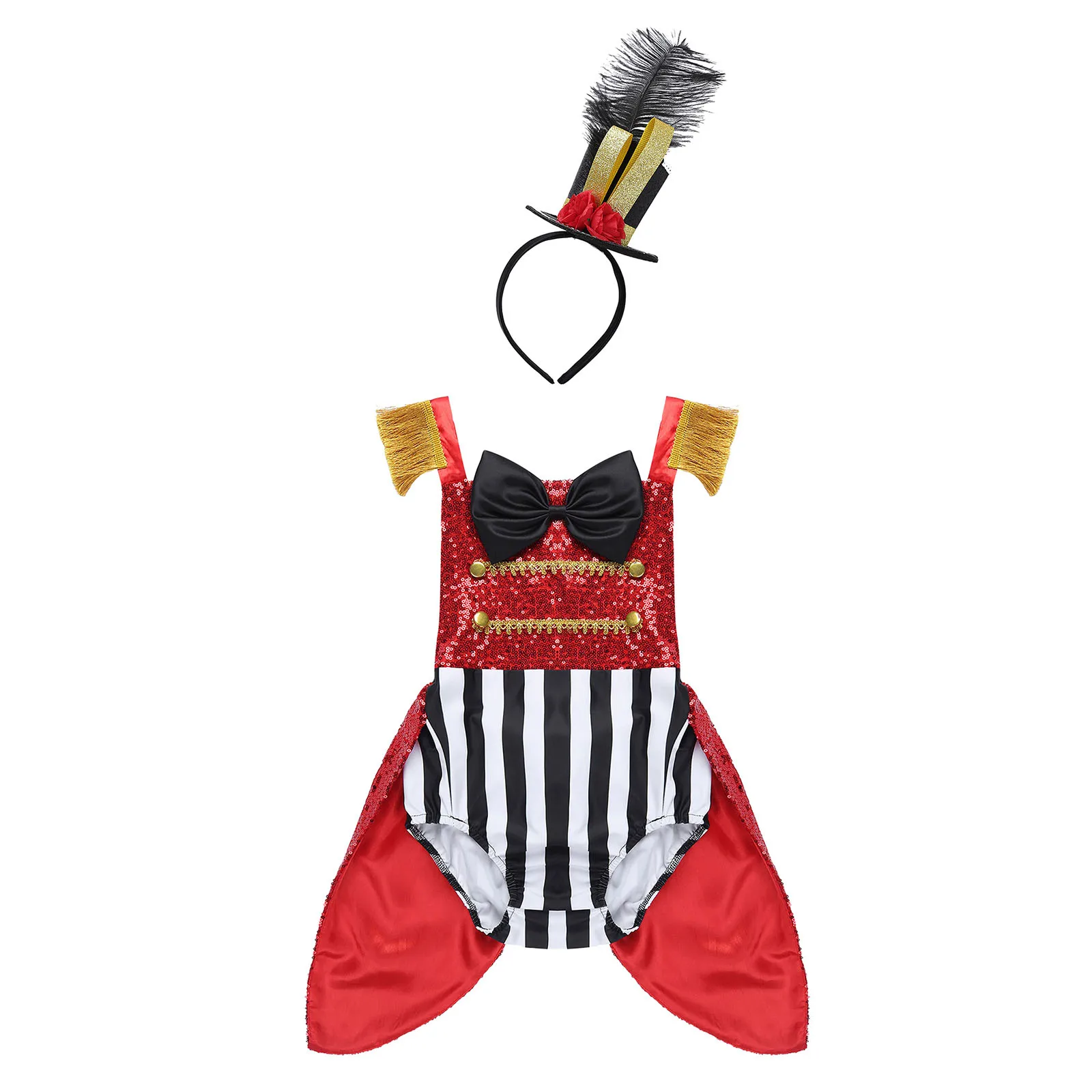 Baby Kids Girl Circus Ringmaster Costume Sequins Romper Outfit Halloween Clothes 