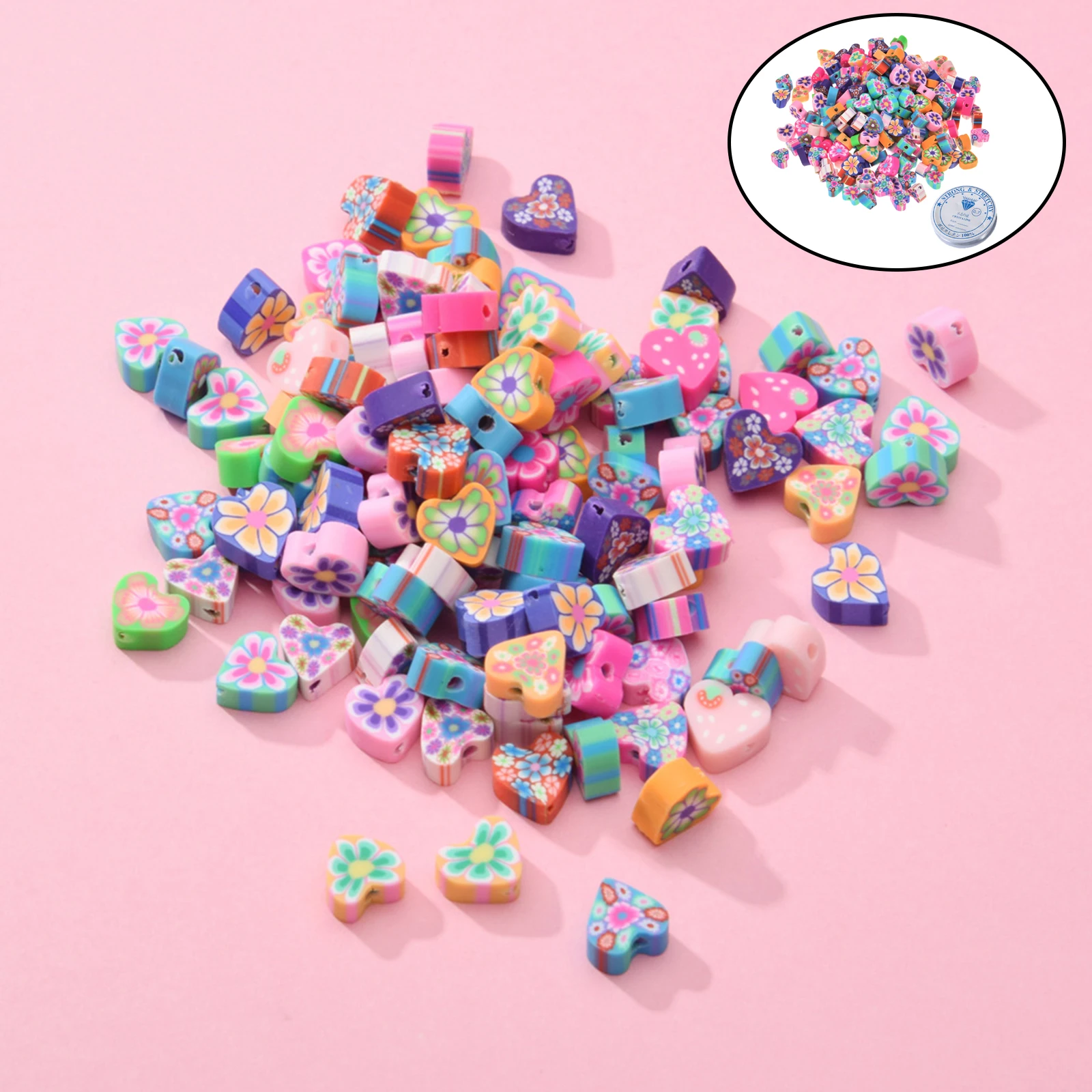 100pcs Colorful Beads for Necklace Jewelry Making Cream Phone Shell Bracelets DIY Accessories Soft Pottery With Elastic Wire