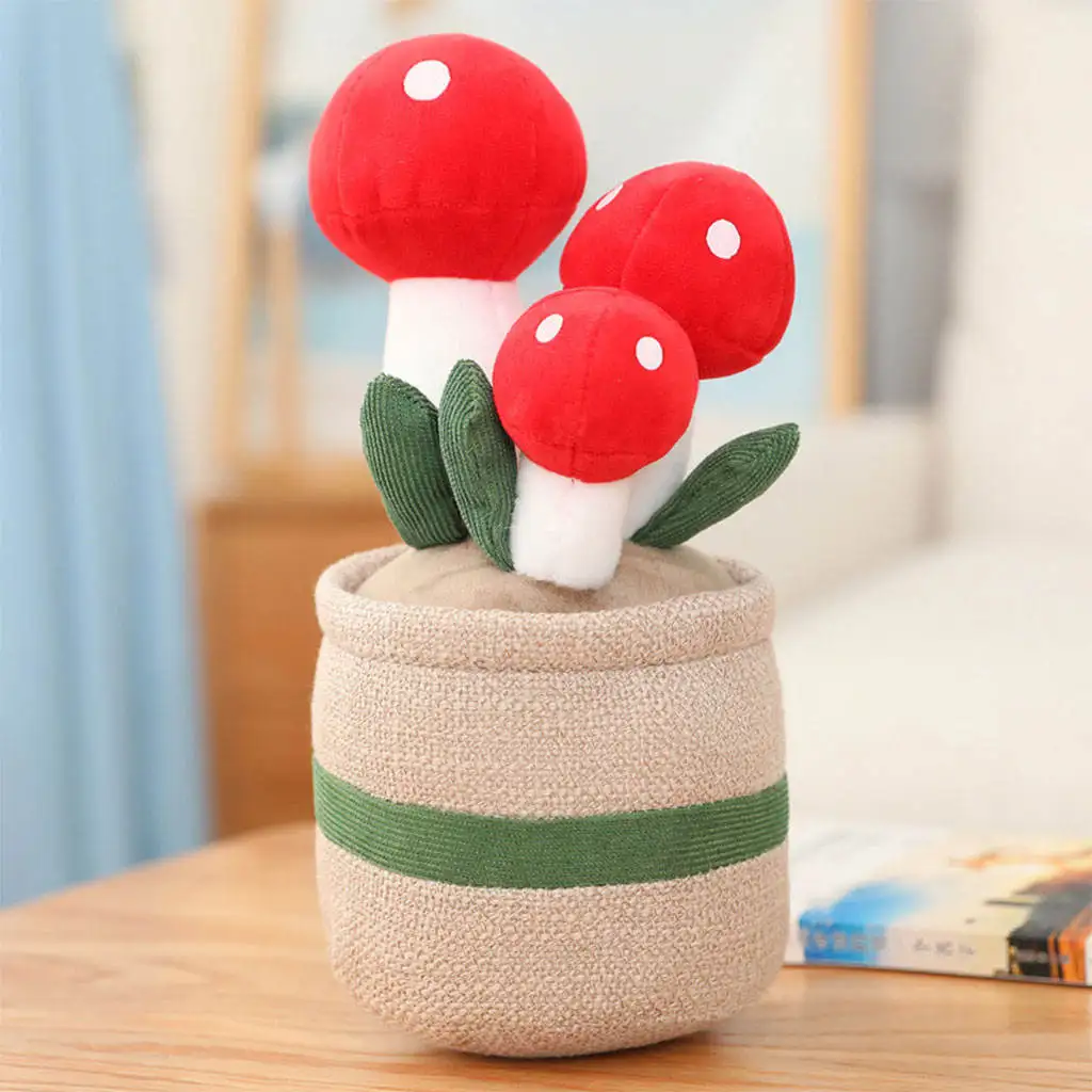 Simulation Cute Potted Plants Stuffed Plush Toys, 25cm Lovely Animal Claw Dolls, Home Office Desk Ornament for Kids Adult Gifts