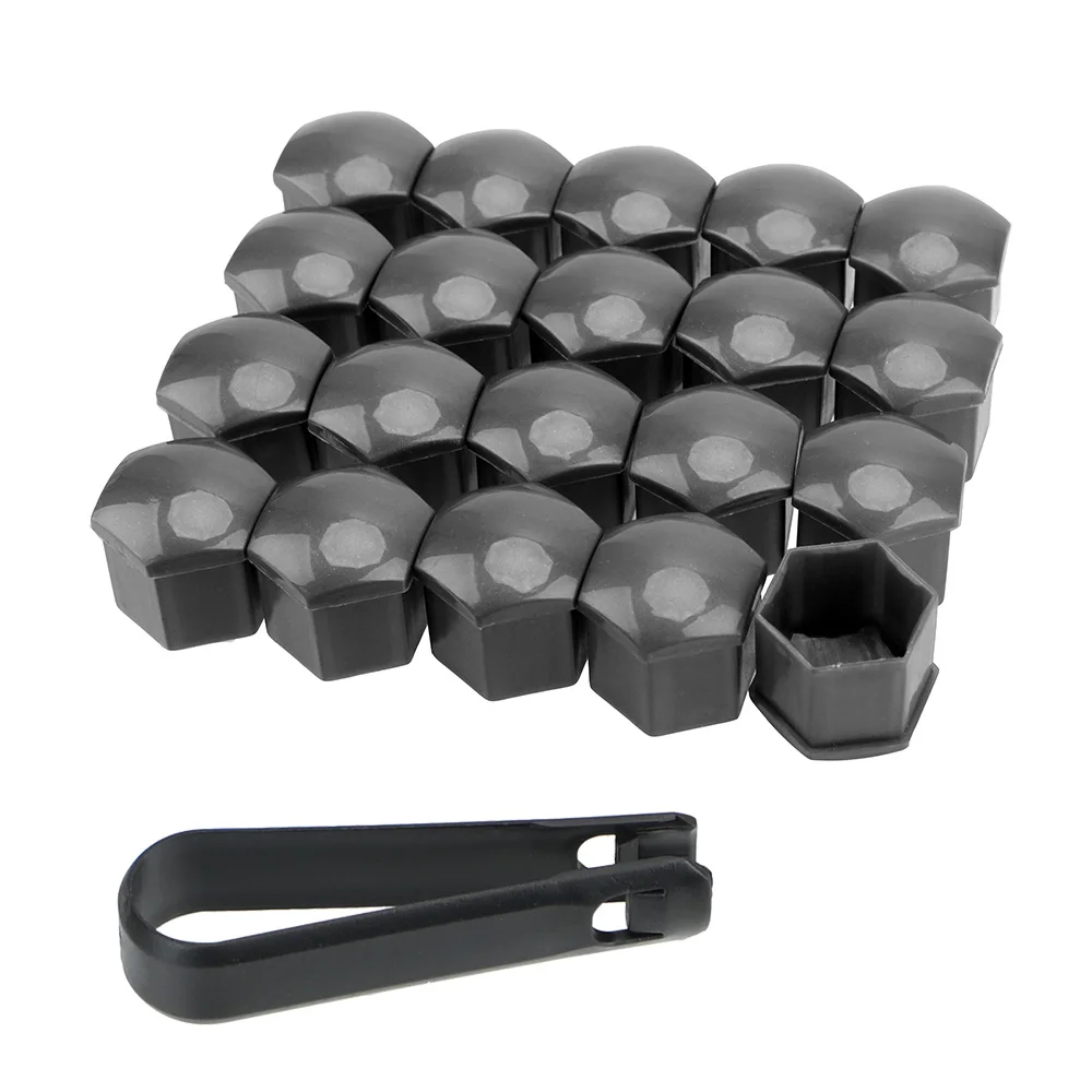 Sourcingmap 20pcs 19mm Black Plastic Wheel Lug Nut Bolt Cover Caps with Removal Tool for Car 