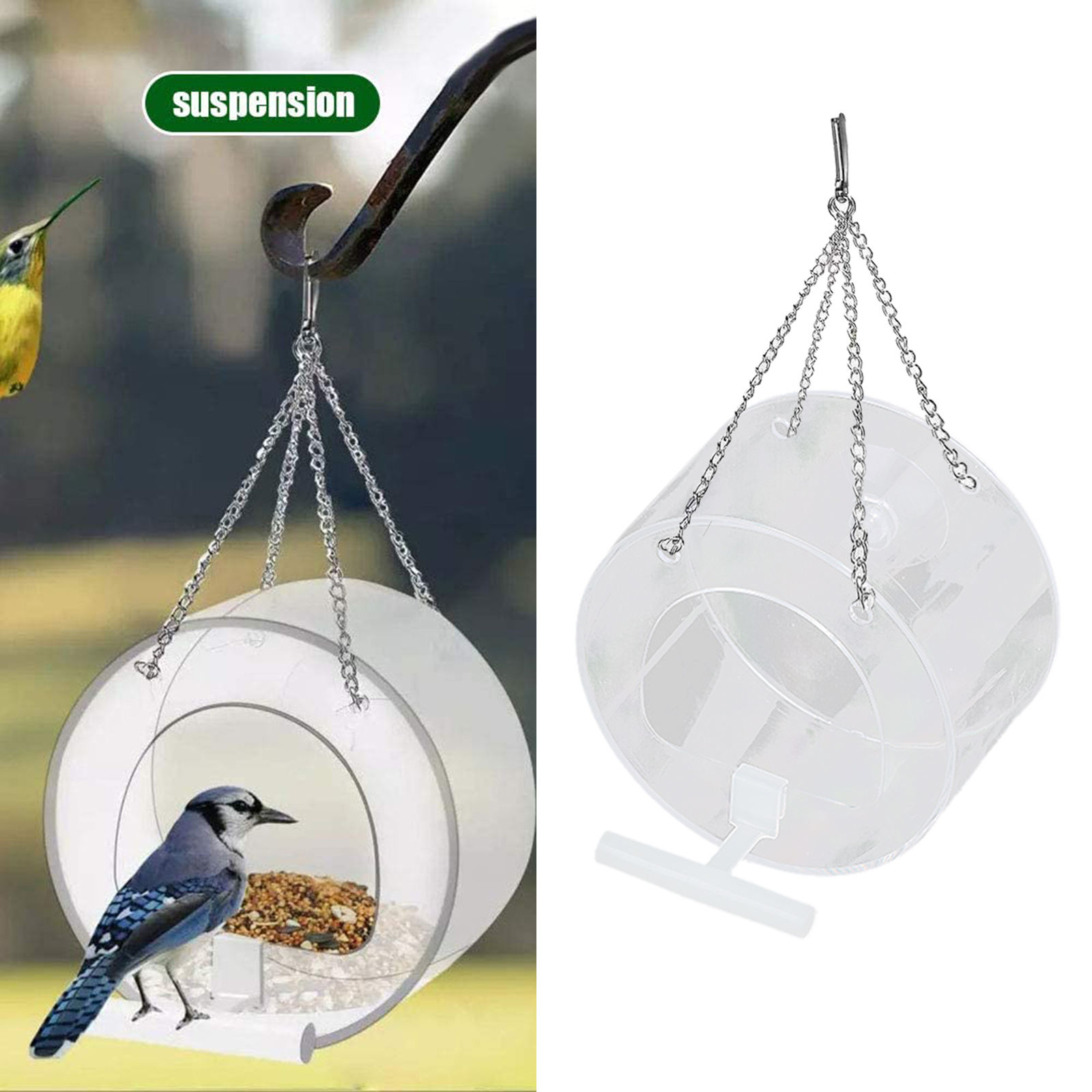 Window Bird Feeder - Large Bird House for Wild Birds, Finches Macaws Easy to Clean Hanging Birdhouse For Outside Garden