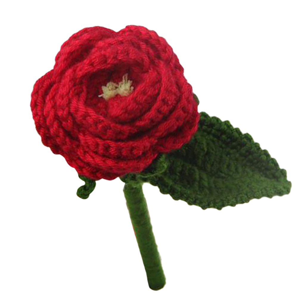 1 Set Red Flower Amigurumi Crochet Knitting Kit Includes: Cotton Yarn, Crochet