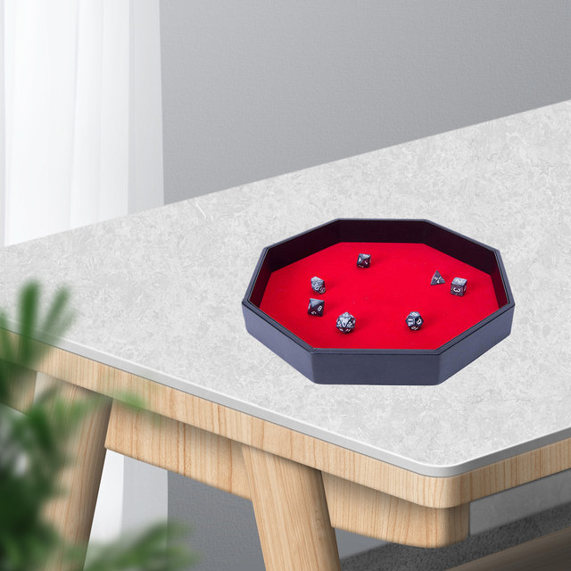 Portable Octagonal Dice Tray Red Velvet Rolling Mat Table Games RPG And D&D