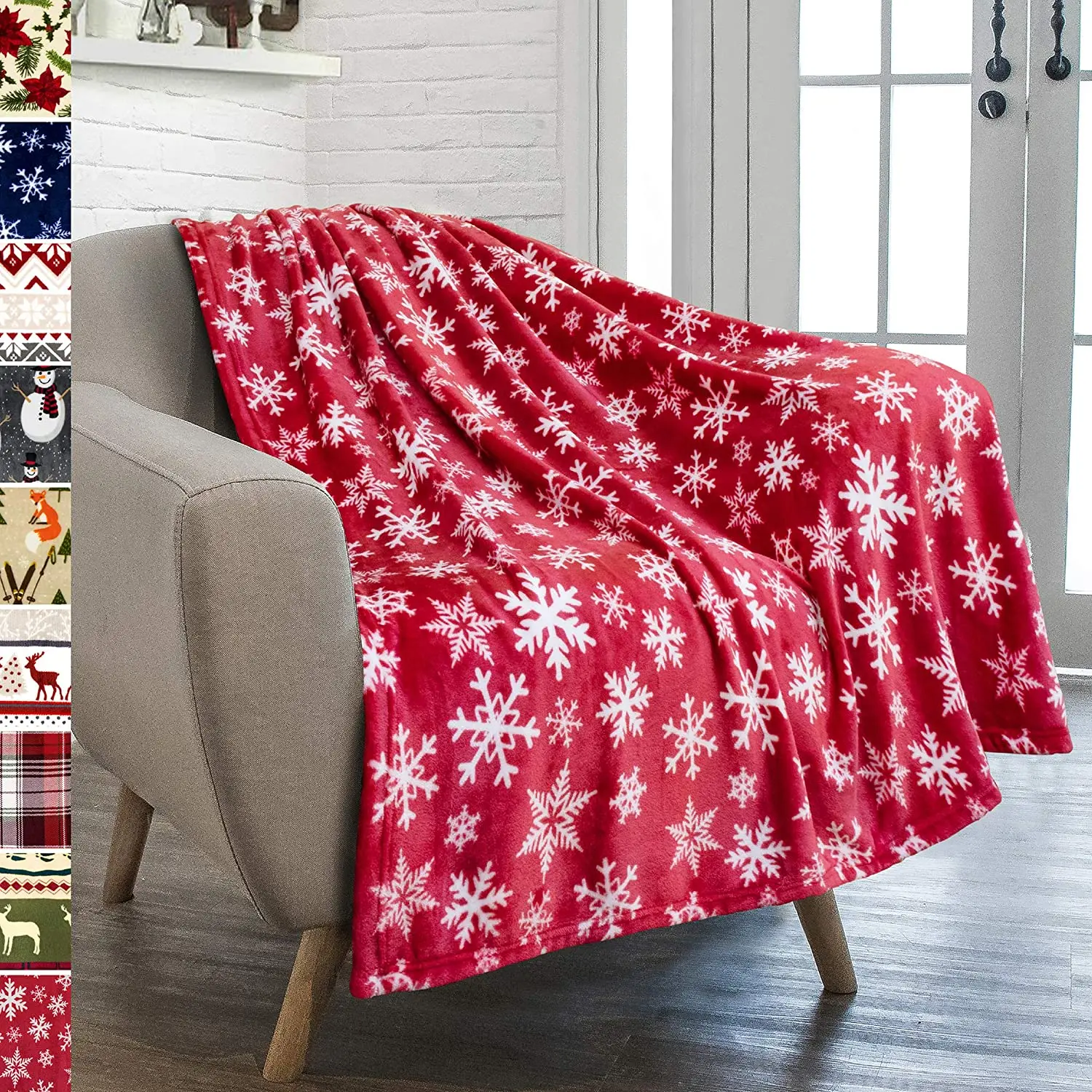 Sofa Bed New Blush Pink 125 x 150cm Supersoft Snowflake Xmas Throw Blanket 