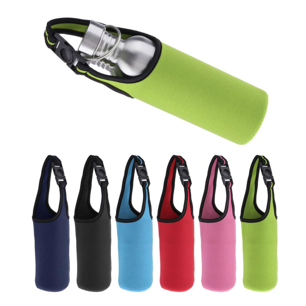 Water Bottle Sleeve Neoprene Cover - Bottle Holder Handle Strap with Buckle -