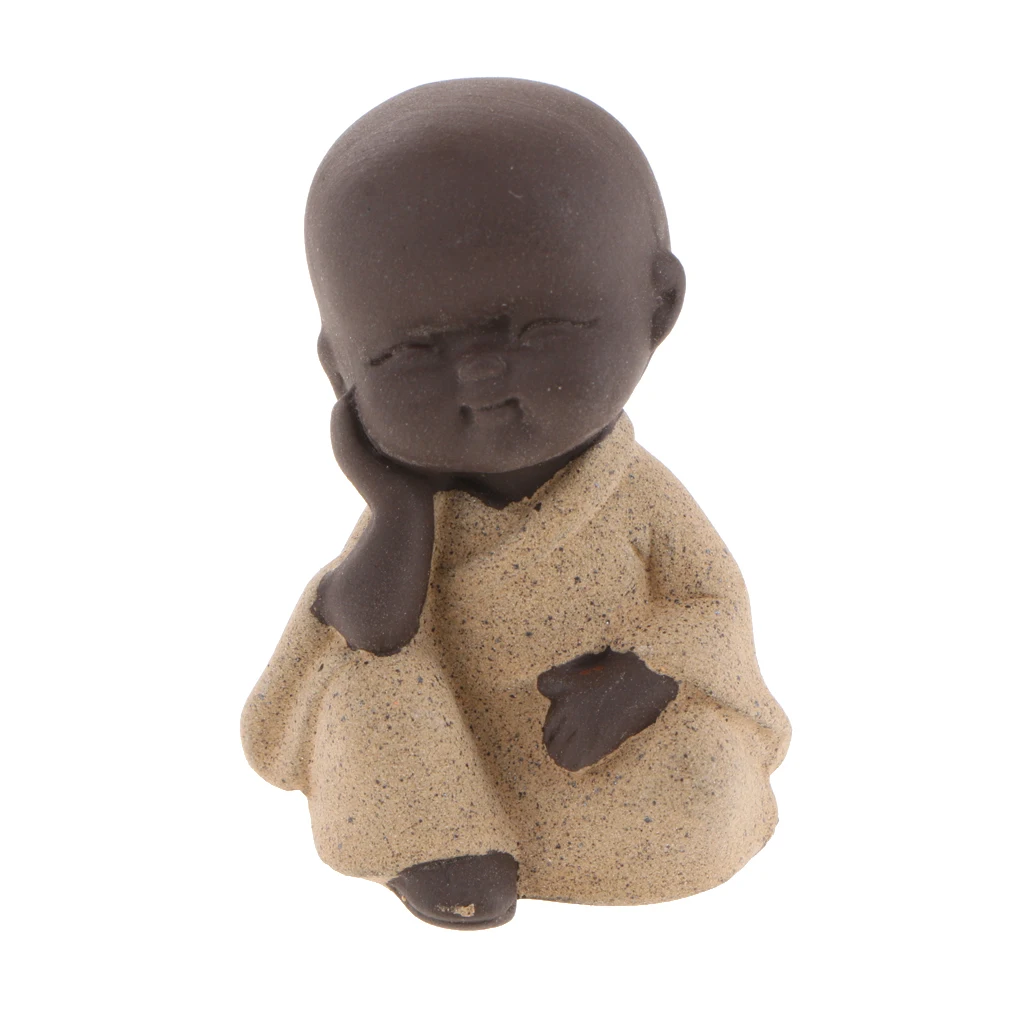 Ceramic Small Buddha Statue Small Monk Figurine Tea Pet Decorative Ornaments Cute Ceramics Monk Figurine In Traditional Dress