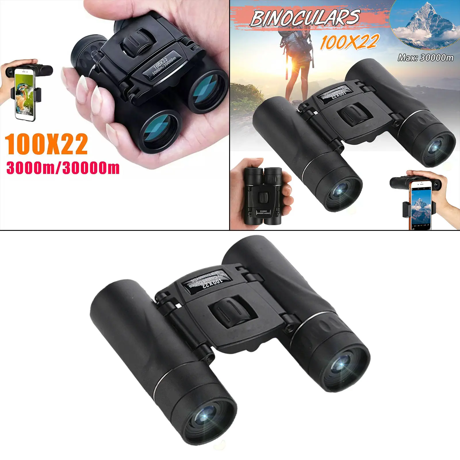 100x22 Portable Binoculars Night Seeing Pocket Size HD Phone Telescope for Bird Watching Hunting Sports Travelling Gift