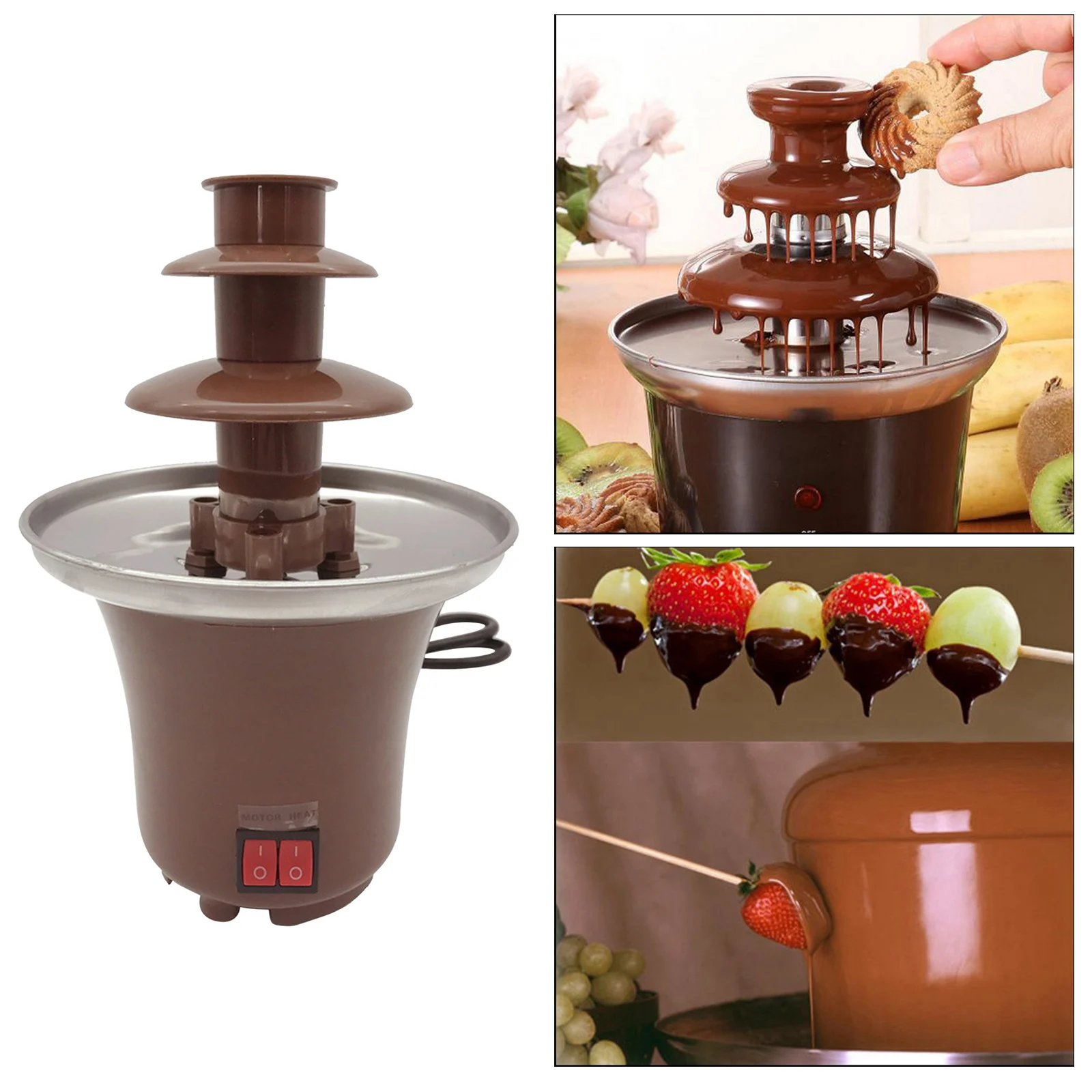 Mini Chocolate Fondue Fountain Machine Easy to Assemble 3 Tier DIY Waterfall Hotpot