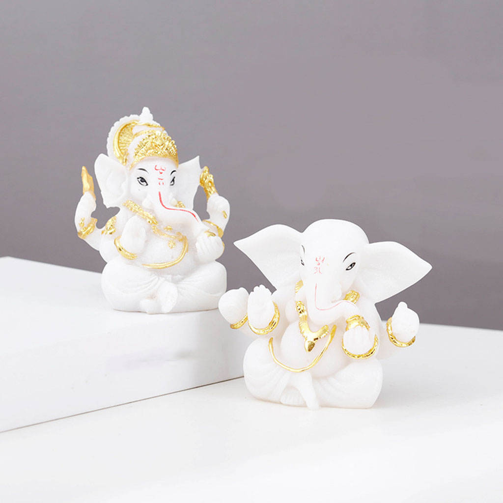 Collectible Lotus Elephant GOD Idol Ganesha Statues Statue Crafts Hindu Buddha Southeast Asian Decor for Temple Office Car Home