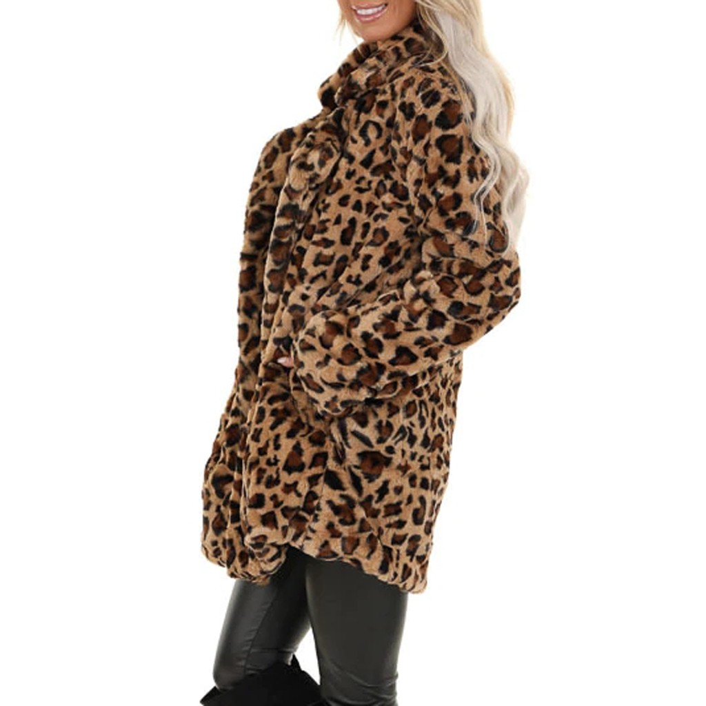 feminino, jaqueta leopardo, outwear difuso quente, tops