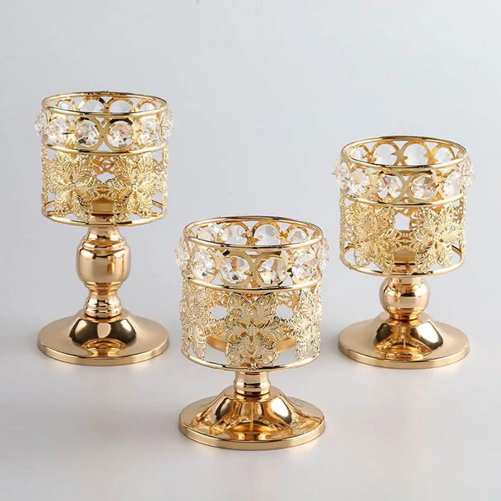Romantic Candle Stand Candlestick Tea Light Hollow for Centerpiece Banquet Table Living Room Decor