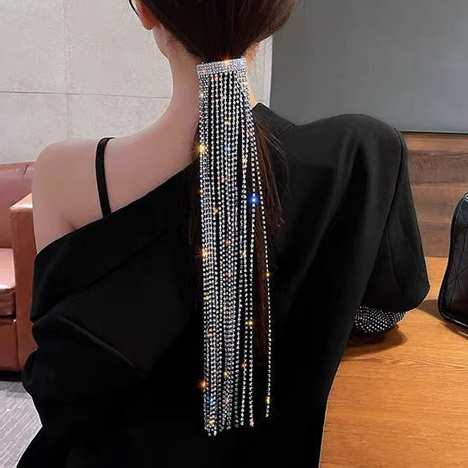 Crystal Rhinestone Beads Dangle Hairpin Hair Clip Bridal Hair Accessories Tassels Drop Hair Pins Girls Ponytail Holder