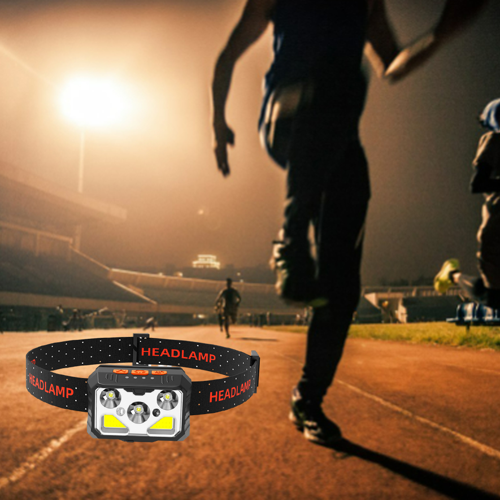 LED Headlamp Rechargeable, Super Bright, 6 Modes, Waterproof, Hand Sensor and Comfortable Headlamp Flashlights for Outdoor