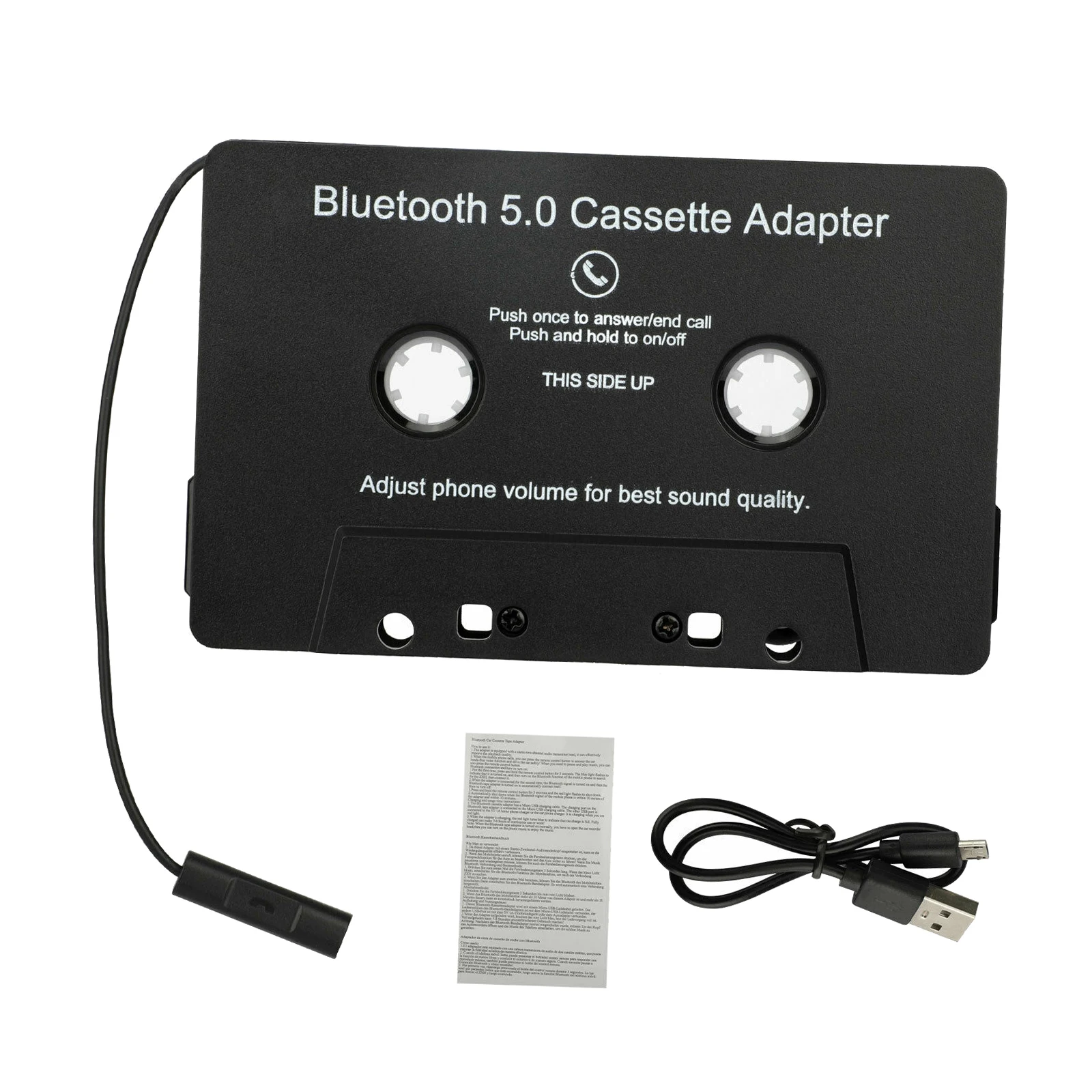 Bluetooth Cassette to Aux Adapter with Stereo Audio Premium with Built-in Battery Wireless Cassette Tape to Aux Adapter