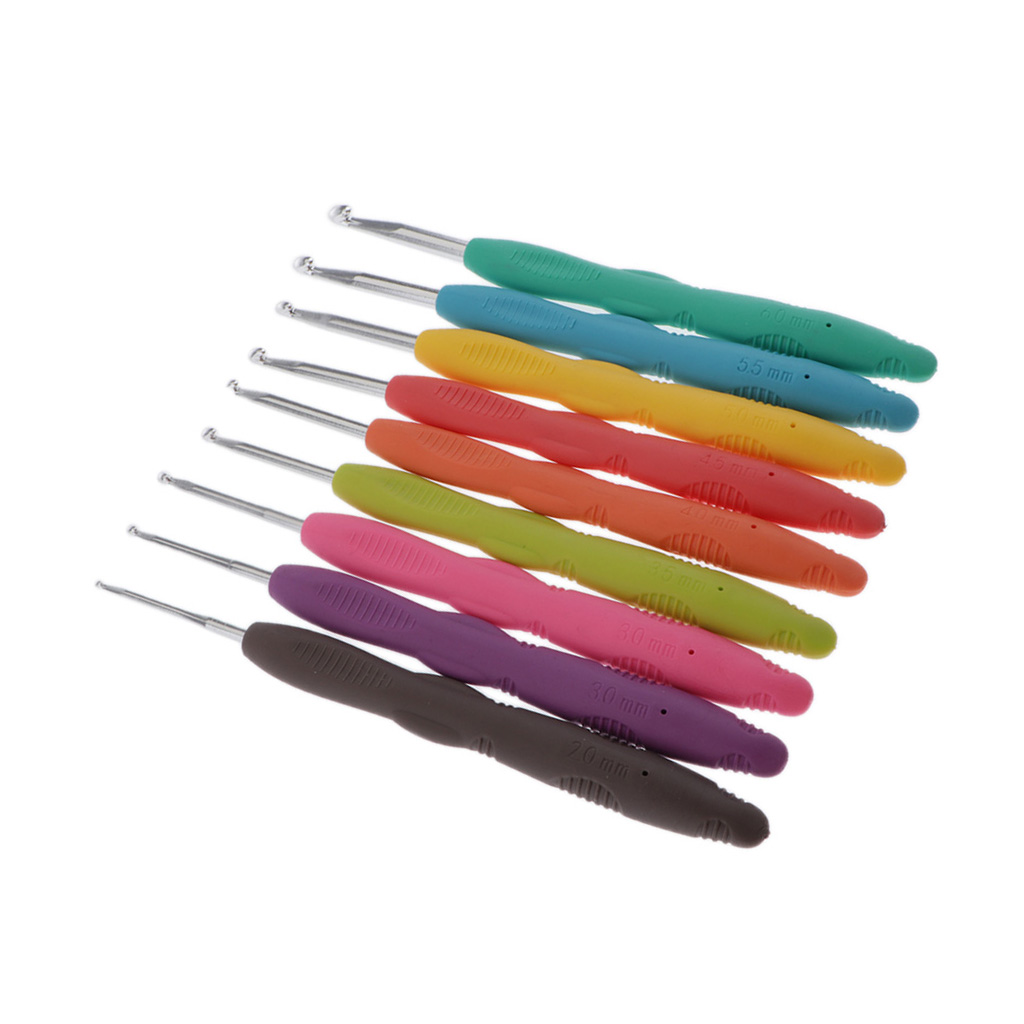 9 Sizes Crochet Hook Needle Set Ergonomic Handle Knitting Needles 2mm-6mm