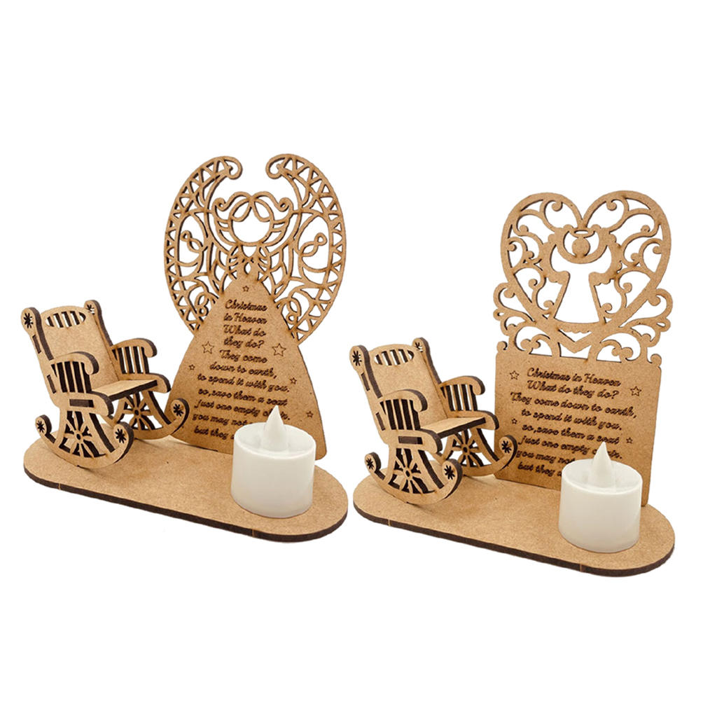 Christmas in Heaven Ornaments Candle Wooden Rocking Chair Bench Memorial Gift Remember Loved Ones Graveside Decoration
