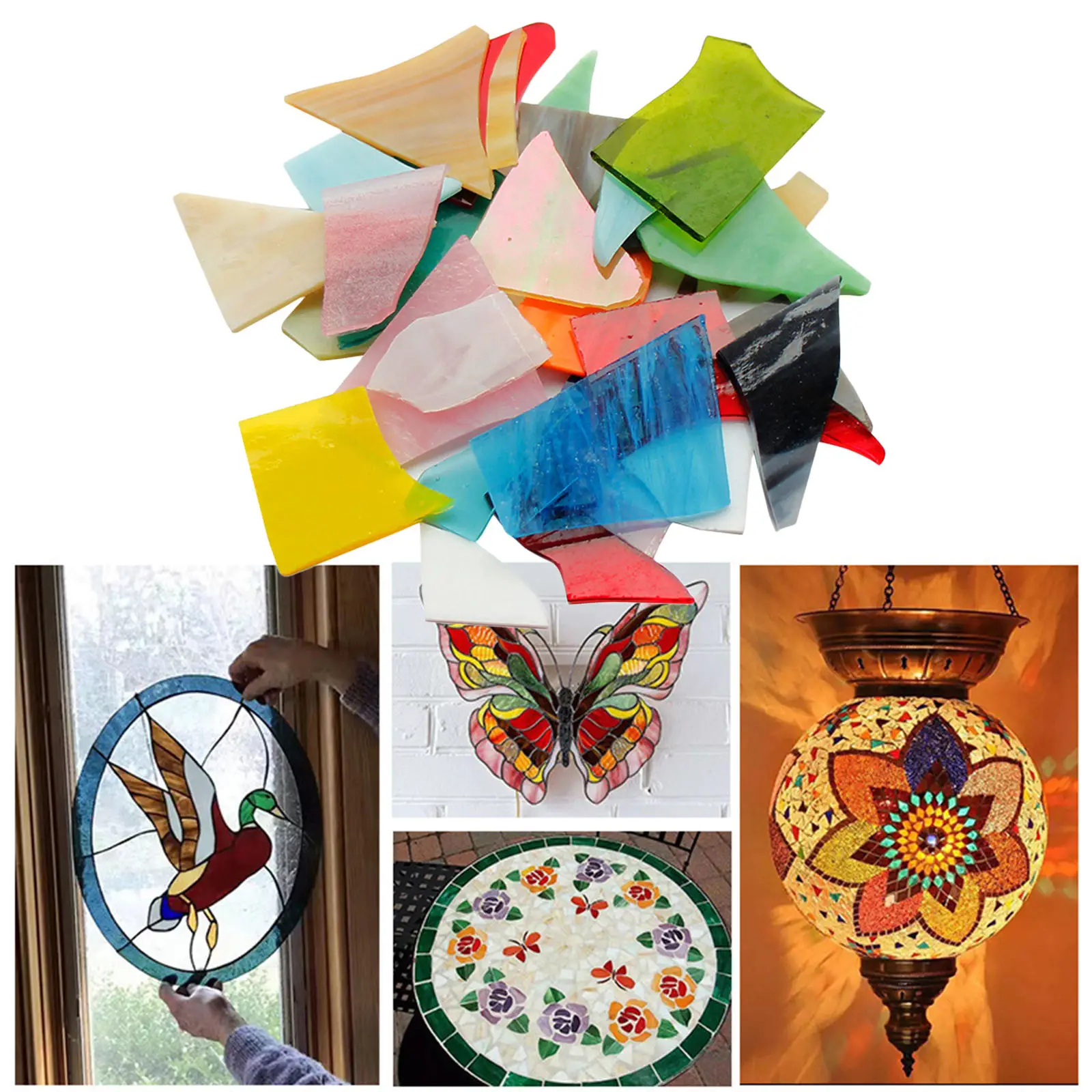 Colorful Mosaic Glass Pieces Irregular Stained Glass Tiles Decoration Diy