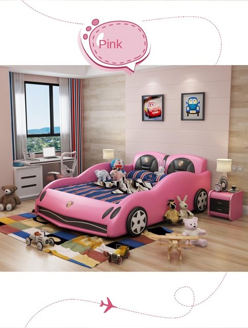 Cama con forma de coche para niños y niñas, 1,2 M, tarjeta de paso creativa  para bebés, 1,5 M con valla, cama de princesa, cama de cuero - AliExpress