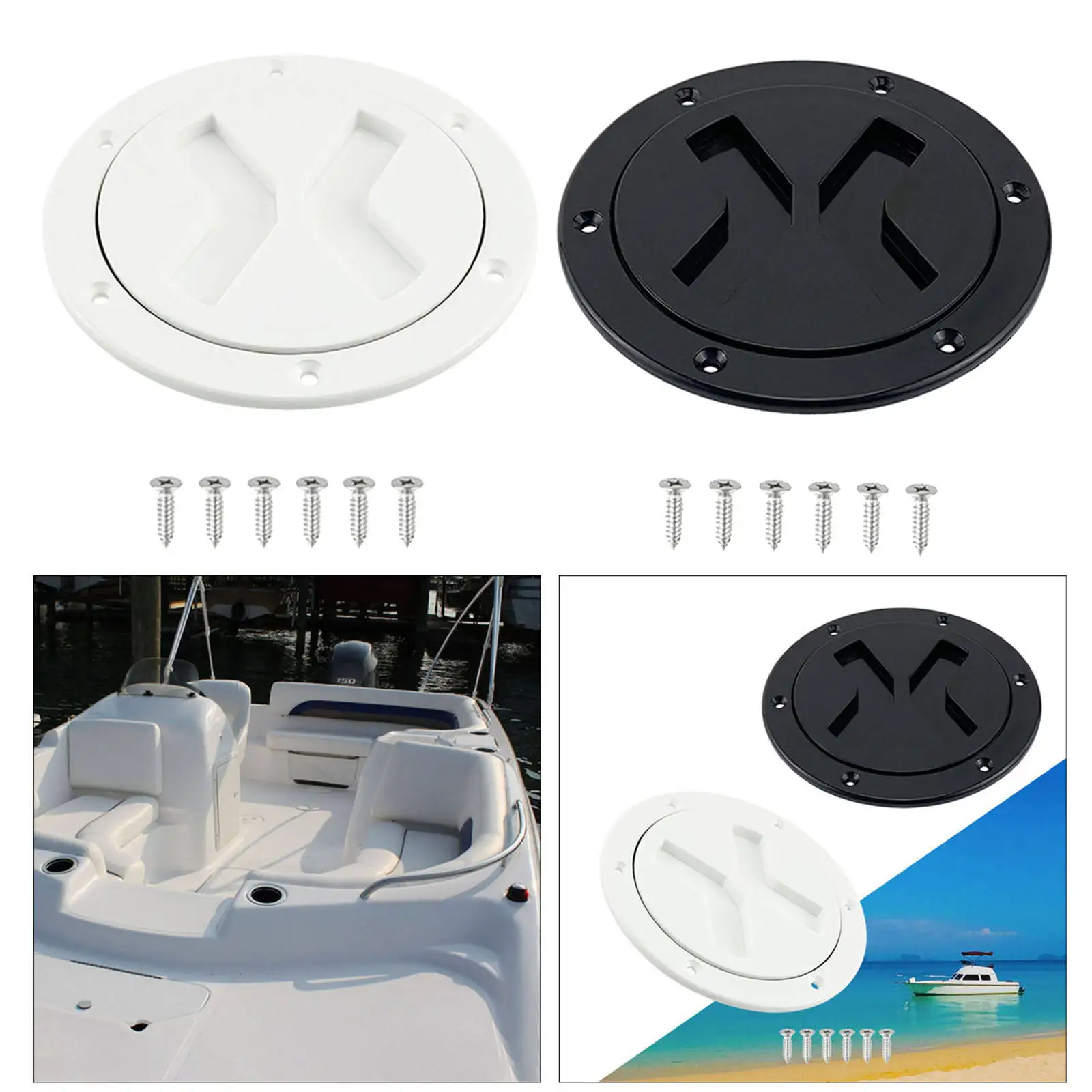Boat 4 inch Access Port Hatch Cover Deck Plate Screw Out Anti Corrosive Fit for Marine